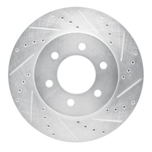 Ford Expedition Brake Rotor (1) - Front Right - R1 Concepts - Drilled & Slotted - Silver - `02-`06